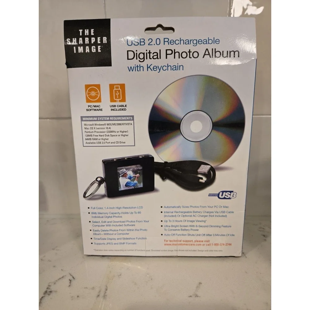 The Sharper Image Rechargeable USB 2.0 Digital Keychain Photo Album 1.4